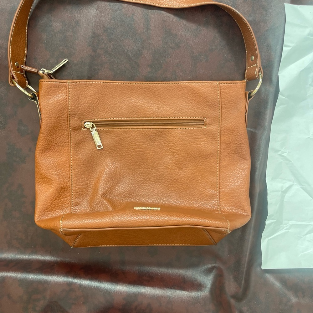 Montana West Brown Leather Shoulder Bag Gold Hardware Pebbled
